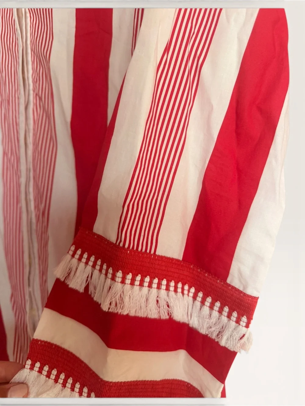 J. Crew Red and White Striped Midi Dress with Tie Waist